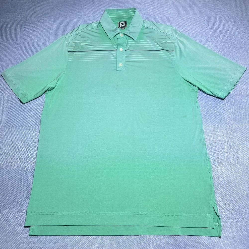FootJoy Athletic Fit Mint Green Gradient Performance Golfing Polo Shirt Sz Large